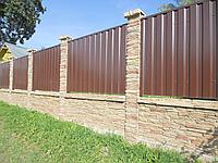 Двусторонний бетонный забор комбинированный с металлопрофилем