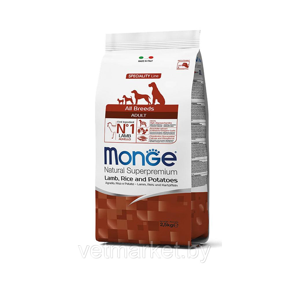 Monge Dog, Корм для взрослых собак мелких пород с ягненком 1кг (развес)