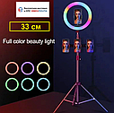 Кольцевая LED лампа RGB RL-13 33 см. + штатив 2м. + держатель для телефона, фото 3