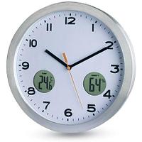 Серебристые круглые настенные часы Maine для нанесения логотипа